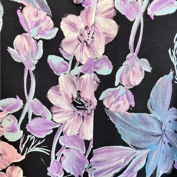 ⚡️SOLD⚡️VINTAGE 80s Jeremy Scott Braemar Black Floral Print Button Up Shirt - Picture 4 of 8